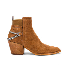 Desert Girl Cowboy Low-cut Boot Hot Sale Customs Chunky Heel High Quality Cow Suede